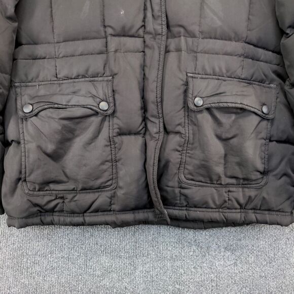 Route 66 Men's Puffer Jacket Black Medium Front Zip Long Sleeve Pocket Quilted - Picture 3 of 16